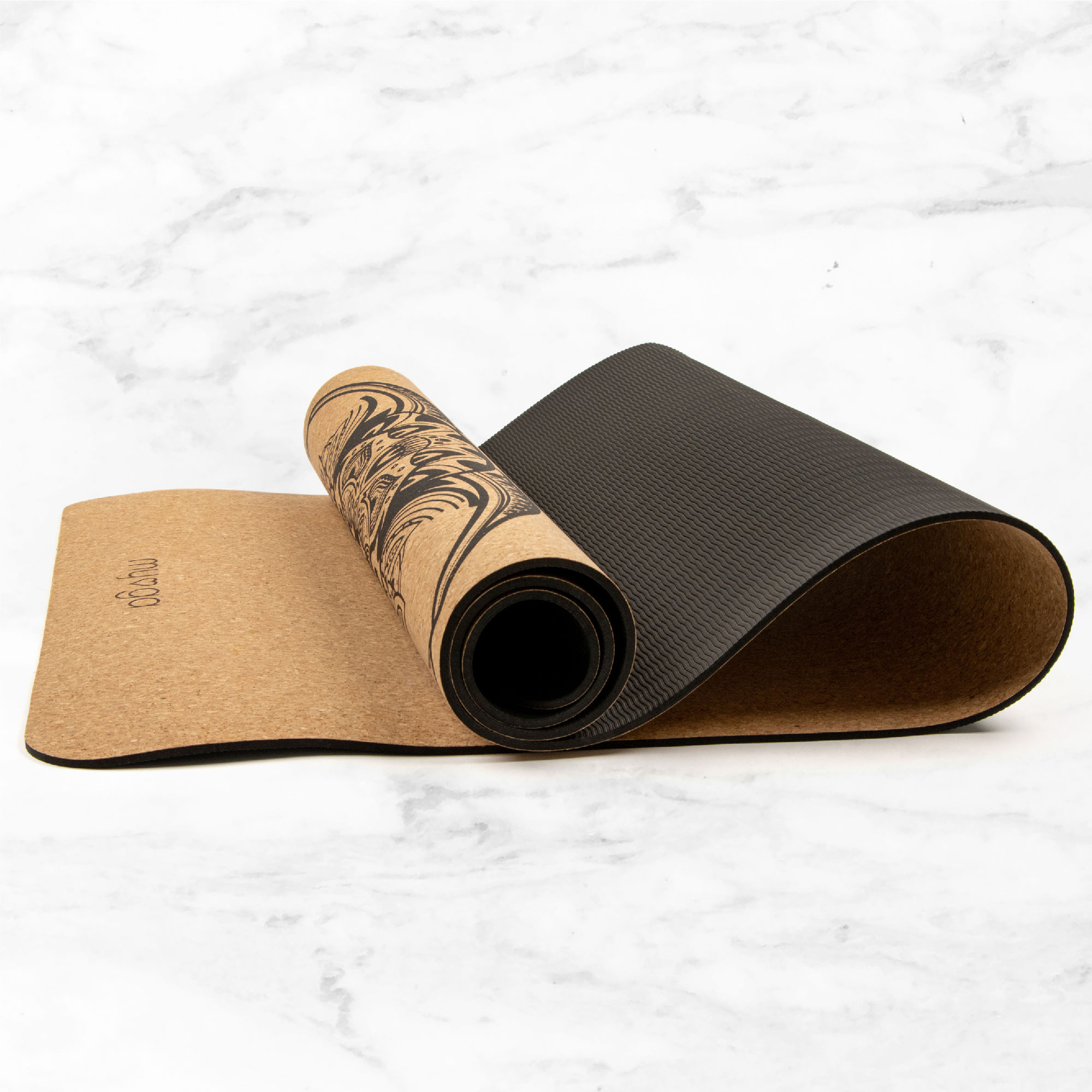 Коврик для йоги MYGA Yoga Mat Cork Elephant XL 200 х 70 х 0,6 см, пробка, принт со слоном